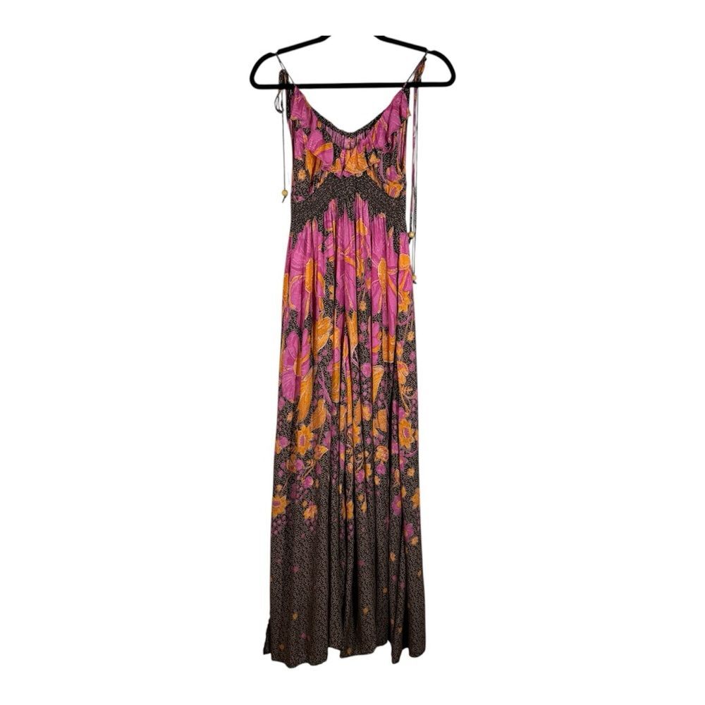 Free People Loreli Wide Leg Jumpsuit Women's XS Bold Floral Billowy Boho Chic - Picture 9 of 11